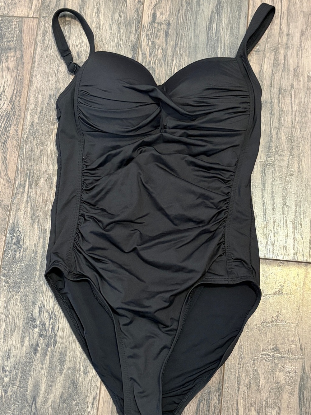 Sleek Black Ruched One-Piece Swimsuit